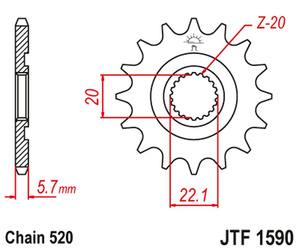 JT Zębatka przednia [14 zębów] YAMAHA YZF 250 01-17 / WR 250F 01-17