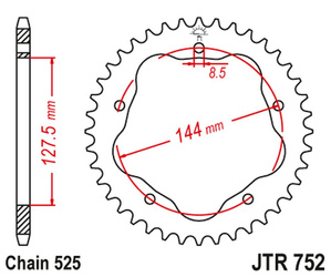 JT Zębatka tylna stalowa [45 zębów] DUCATI 848/916/996/1000/1100