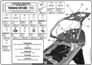 KAPPA stelaż kufra centralnego YAMAHA FJR 1300 (06-12) z płytą montażową