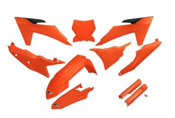 Pełny komplet plastików [w zestawie osłony na lagi] KTM SX 125 / 250 / 300 '23-'24, SX-F 250 / 350 / 450 '23-'24 UFO kolor pomarańczowy