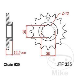 Zębatka przednia JT JTF335.15 (15Z)