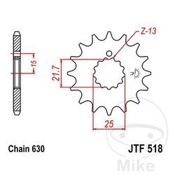 Zębatka przednia JT JTF518.15 (15Z)