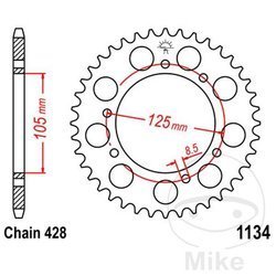 Zębatka tylna stalowa JT JTR1134.56  ilość zębów 56Z