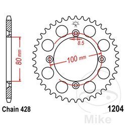 Zębatka tylna stalowa JT JTR1204.46 ilość zębów 46Z