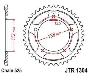 Zębatka tylna stalowa JT JTR1304.43 ilość zębów 43Z