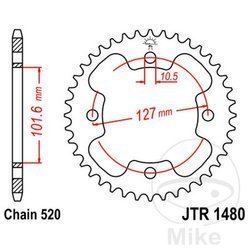 Zębatka tylna stalowa JT JTR1480.37 ilość zębów 37Z