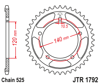 Zębatka tylna stalowa JT JTR1792.43 ilość zębów 43Z