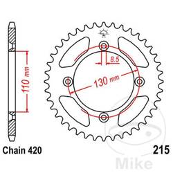 Zębatka tylna stalowa JT JTR215.56 ilość zębów 56Z