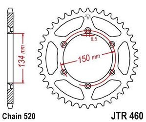 Zębatka tylna stalowa JT JTR460.46 ilość zębów 46Z