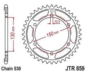 Zębatka tylna stalowa JT JTR859.49 ilość zębów 49Z