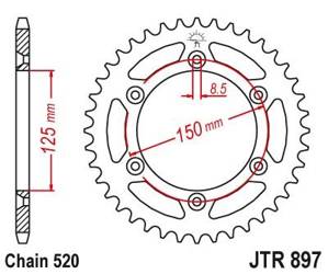 Zębatka tylna stalowa JT JTR897.44 ilość zębów 44Z